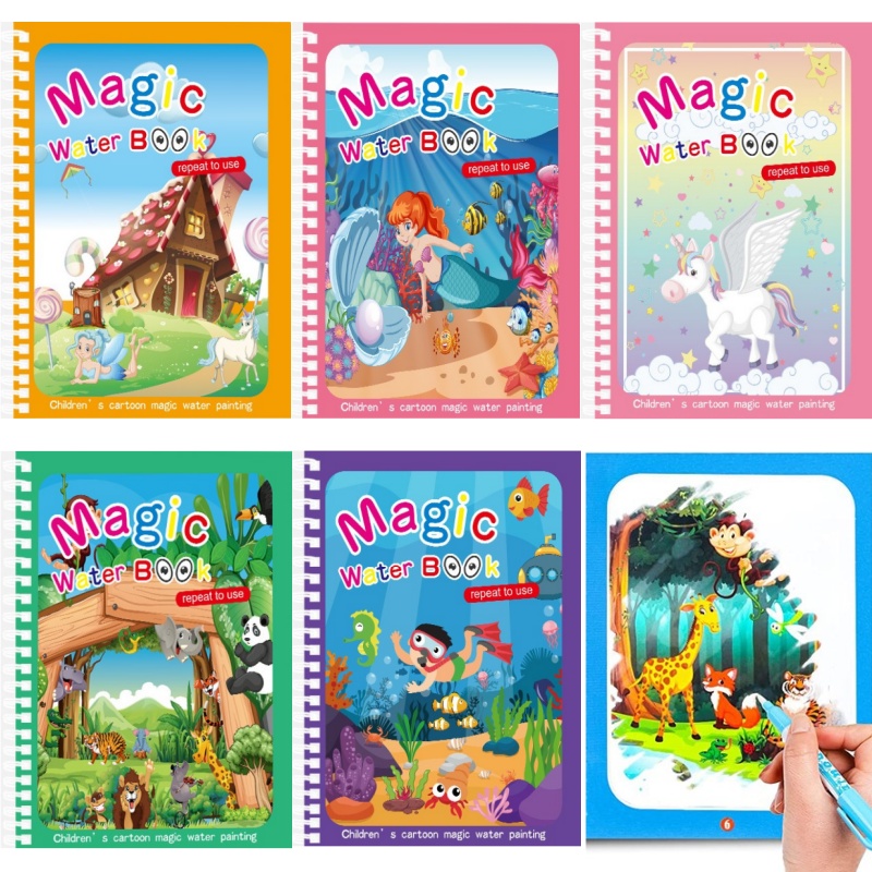 Reusable Water Magic Coloring Book - Magisch watertekenboek Montessori herbruikbaar kleurboek voor