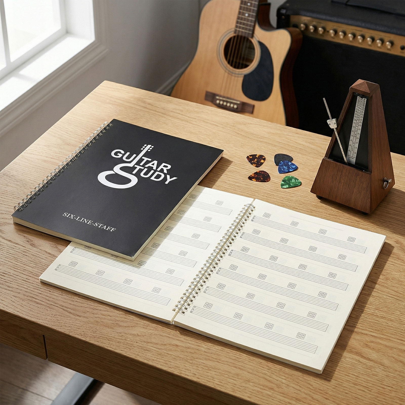 2 stuks gitaartabulatuur notit - Blank Sheet Music Notebook recensie en prijs